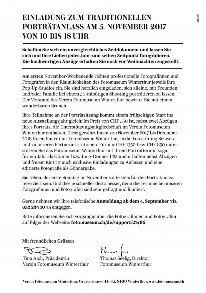 Einladung - Verein Fotomuseum Winterthur